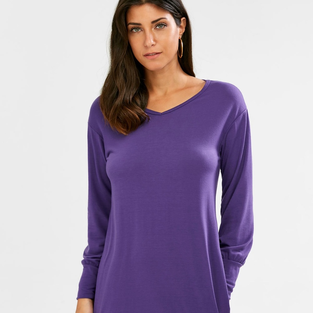 Long Sleeve Short Tunic T-shirt Dress